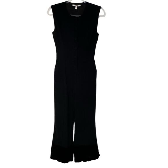Derek Lam 10 Crosby Size 2 Button Front Cropped Jumpsuit Black Crepe Wide Leg - Picture 12 of 16